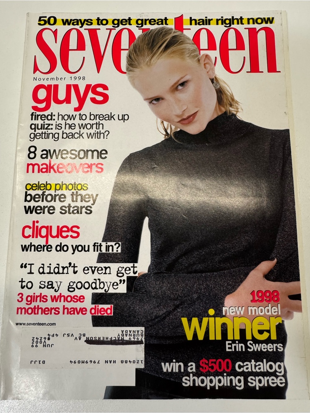 Seventeen 17 Teen Magazine November 1998 Erin Sweers